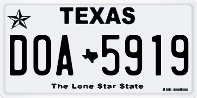 TX license plate DOA5919