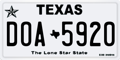 TX license plate DOA5920