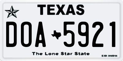 TX license plate DOA5921