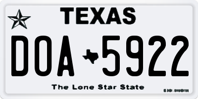 TX license plate DOA5922