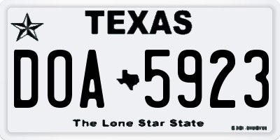 TX license plate DOA5923