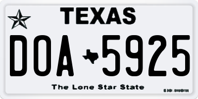 TX license plate DOA5925