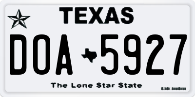 TX license plate DOA5927