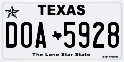 TX license plate DOA5928