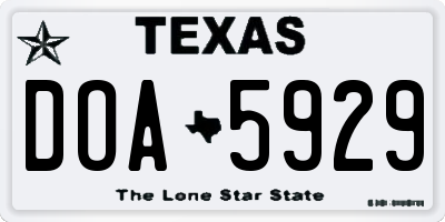 TX license plate DOA5929