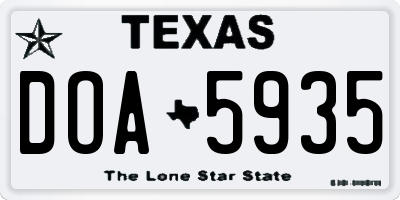 TX license plate DOA5935