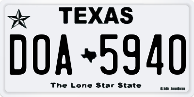 TX license plate DOA5940