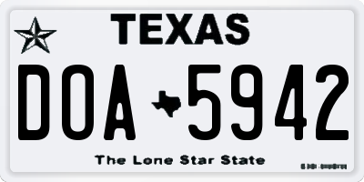 TX license plate DOA5942