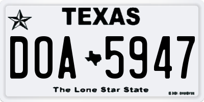 TX license plate DOA5947