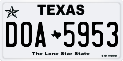 TX license plate DOA5953