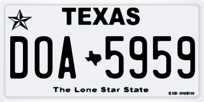 TX license plate DOA5959