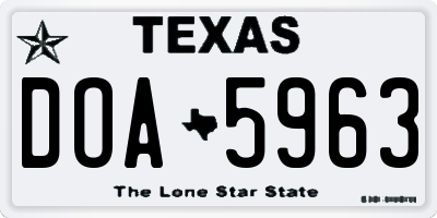 TX license plate DOA5963