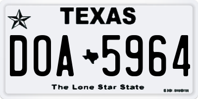 TX license plate DOA5964