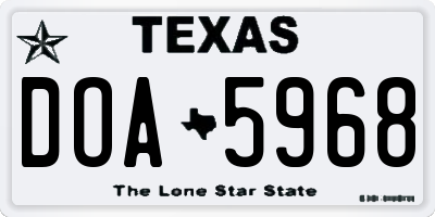 TX license plate DOA5968
