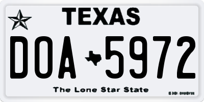 TX license plate DOA5972