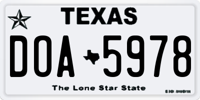 TX license plate DOA5978