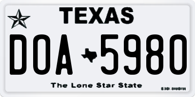 TX license plate DOA5980