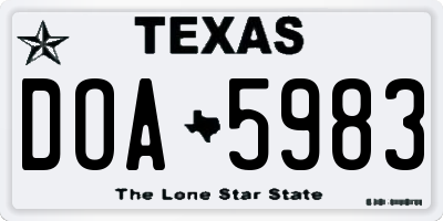 TX license plate DOA5983