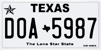 TX license plate DOA5987