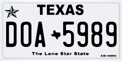 TX license plate DOA5989