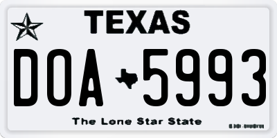 TX license plate DOA5993