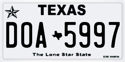 TX license plate DOA5997