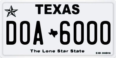 TX license plate DOA6000