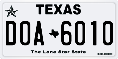 TX license plate DOA6010