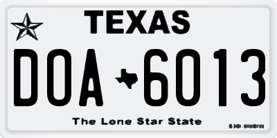 TX license plate DOA6013