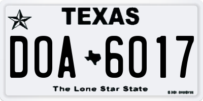 TX license plate DOA6017