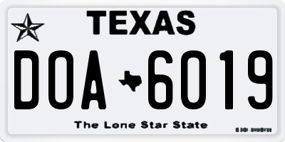 TX license plate DOA6019