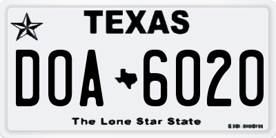 TX license plate DOA6020