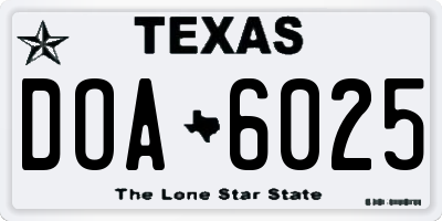 TX license plate DOA6025