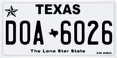 TX license plate DOA6026