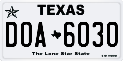 TX license plate DOA6030