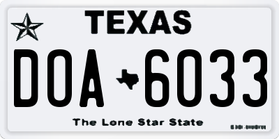 TX license plate DOA6033