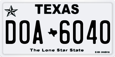 TX license plate DOA6040
