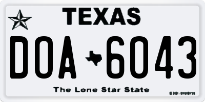 TX license plate DOA6043