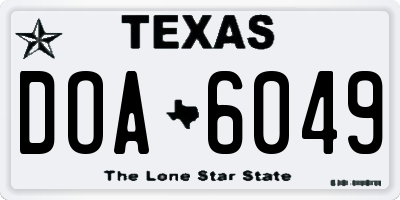 TX license plate DOA6049