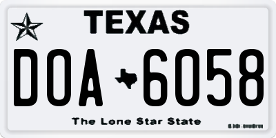 TX license plate DOA6058