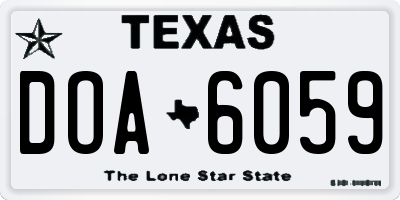 TX license plate DOA6059