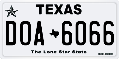 TX license plate DOA6066