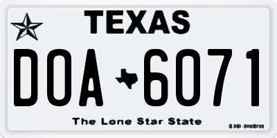 TX license plate DOA6071