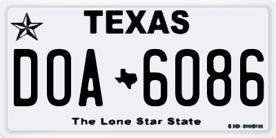 TX license plate DOA6086