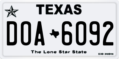 TX license plate DOA6092