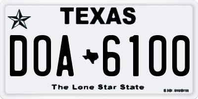 TX license plate DOA6100