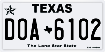 TX license plate DOA6102