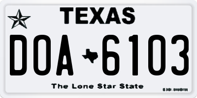 TX license plate DOA6103