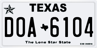 TX license plate DOA6104