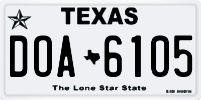 TX license plate DOA6105